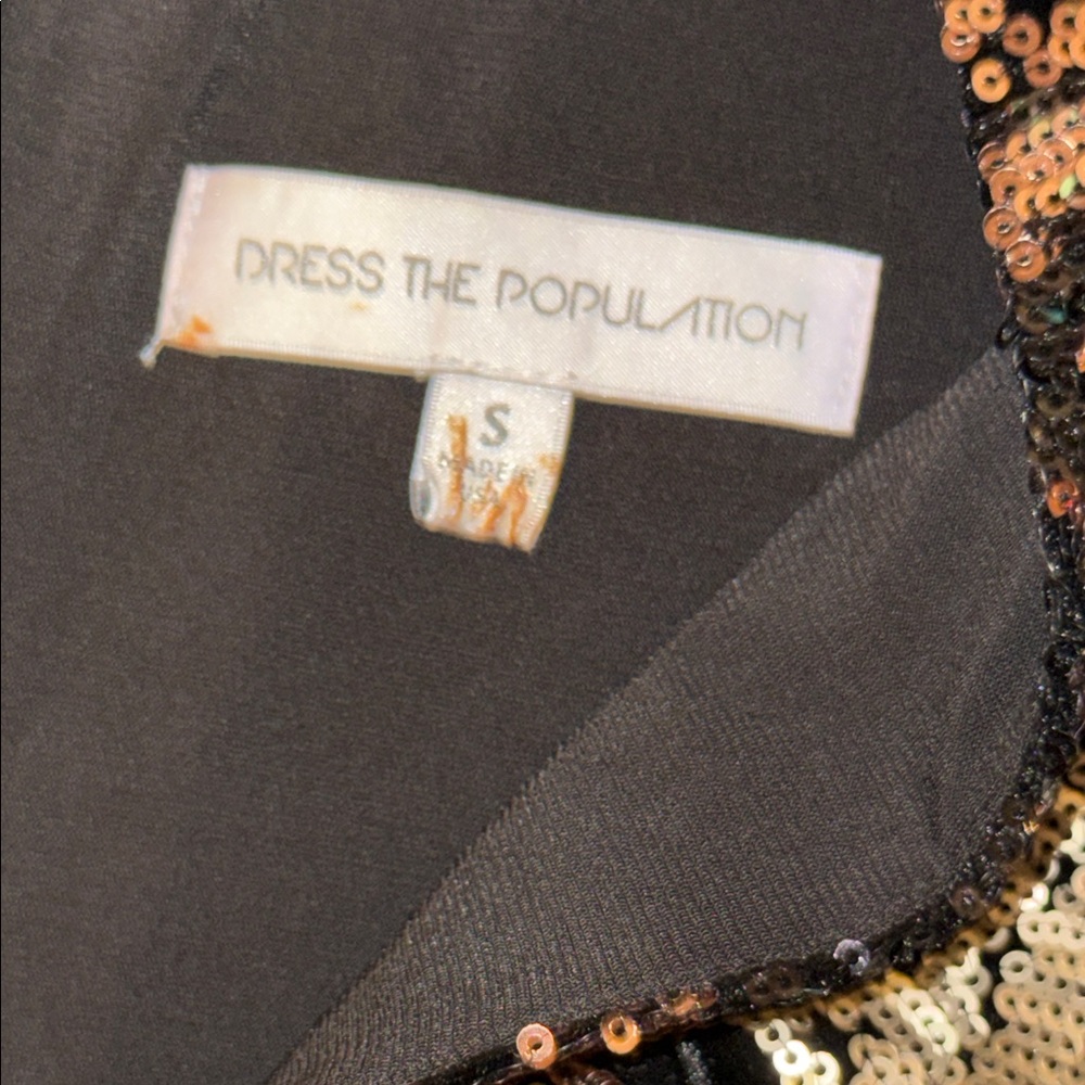 Dress the Population Metallic Black and Gold Midi Dress - Picture 3 of 14